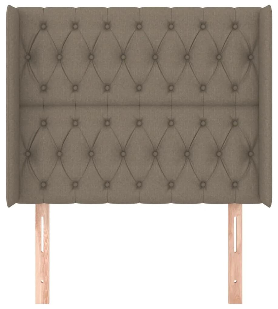Tablie de pat cu aripioare gri taupe 93x16x118 128 cm textil 1, Gri taupe, 93 x 16 x 118 128 cm