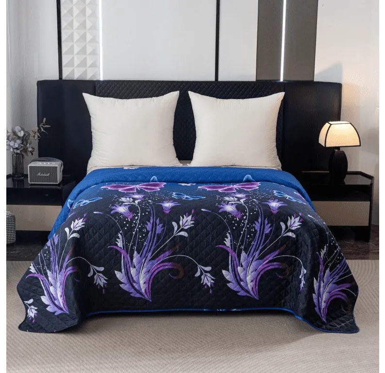 Cuvertura de pat VIOLET BUTTERFLY albastru inchis Dimensiune: 220 x 240 cm