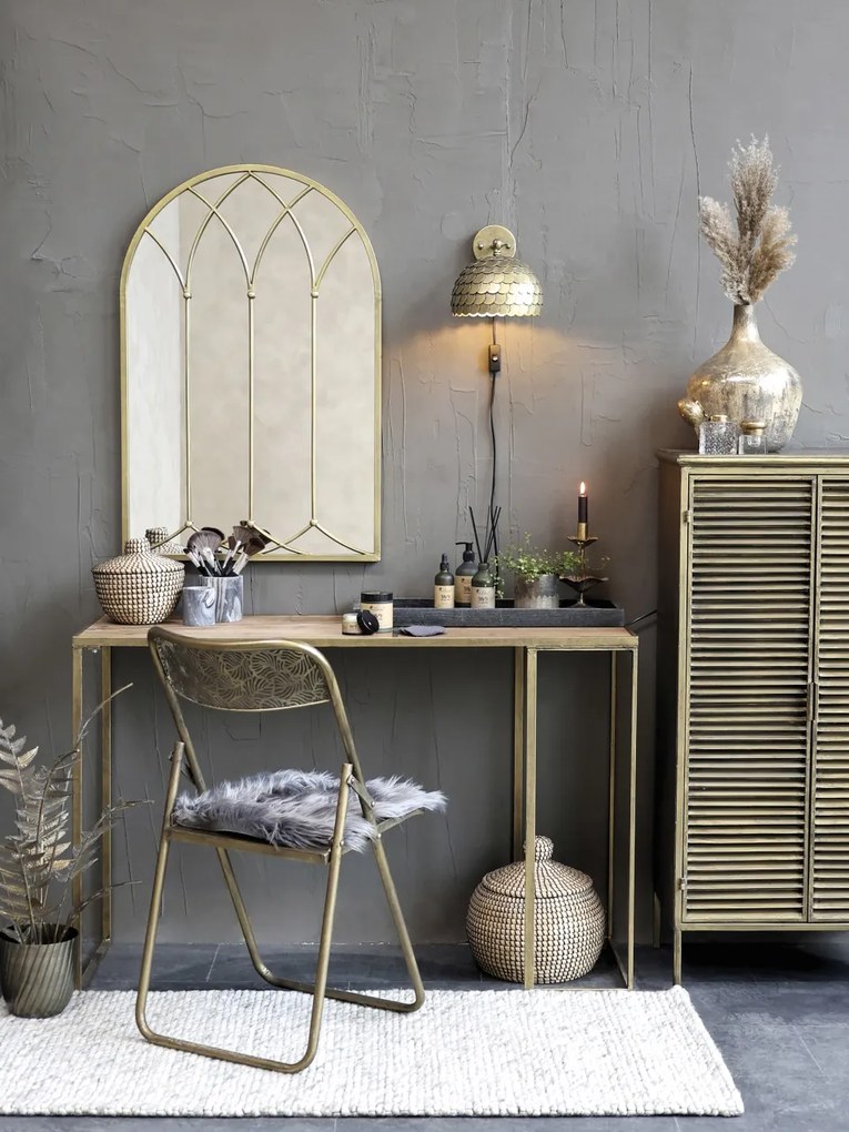 Scaun dining pliant auriu cu model antique brass Arles