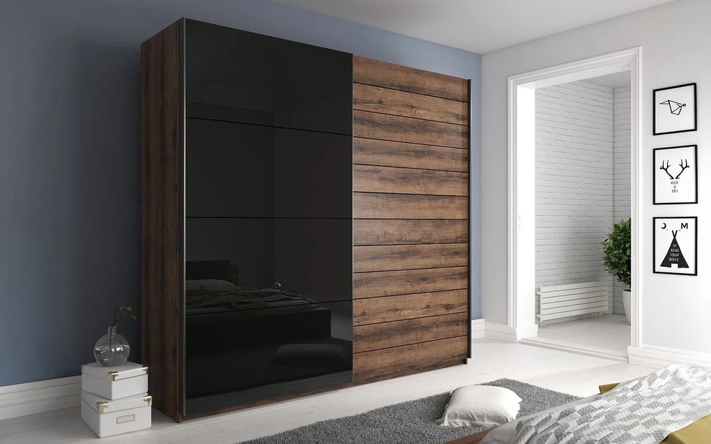 Dulap lemn masiv Lunaris, 200 × 210 × 61 cm - Alb