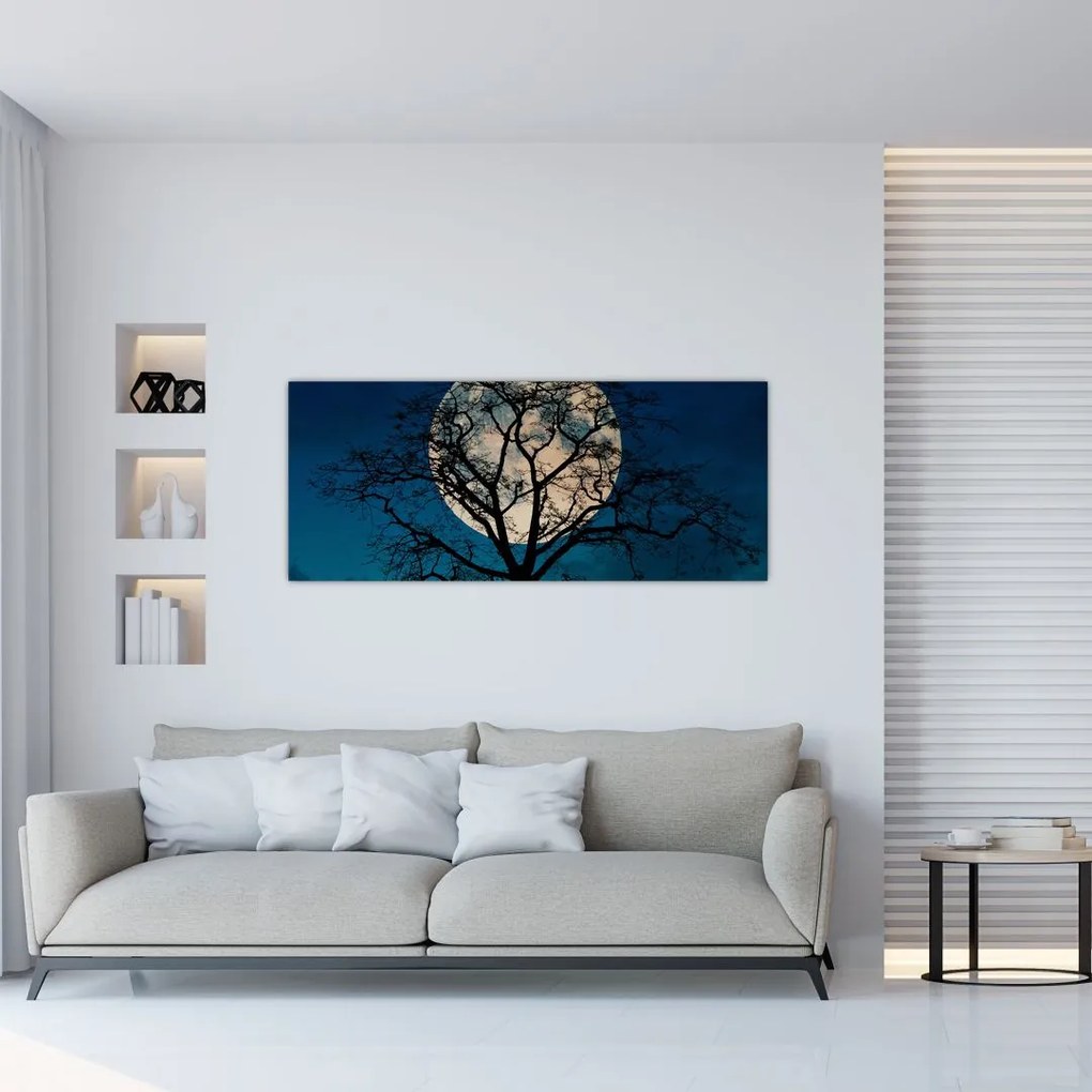 Tablou copacului cu lună plină (120x50 cm)