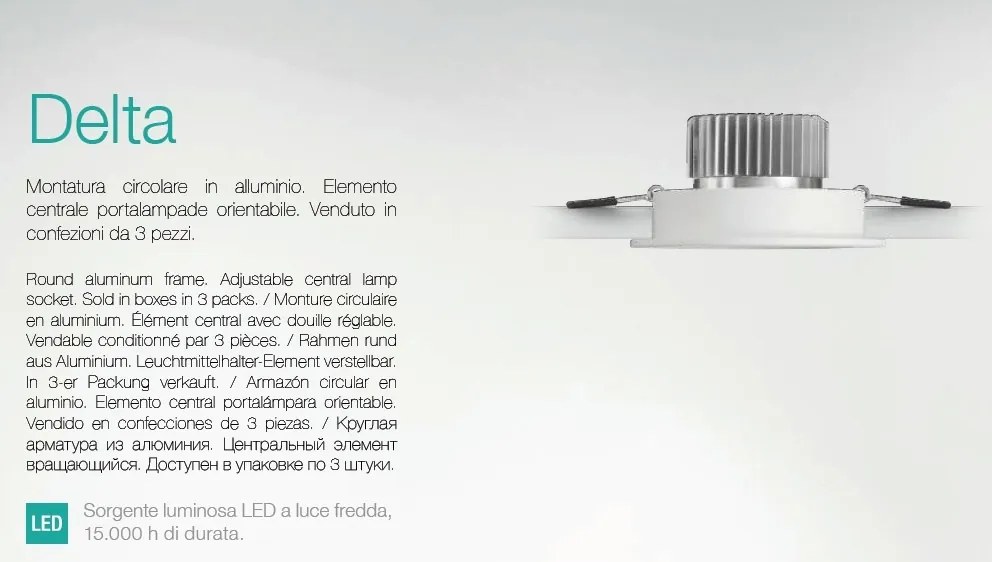 Set de 3 spoturi orientabile, incastrate diam.6,5cm, LED DELTA FI1 alb 062389
