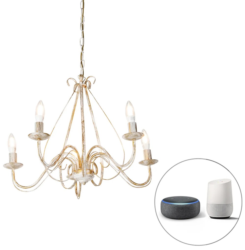 Candelabru inteligent alb cu 5 lumini, inclusiv Wifi B35 - Giuseppe