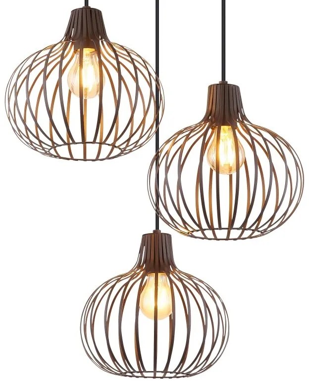 Lustra cu 3 pendule metal ruginiu MATEO