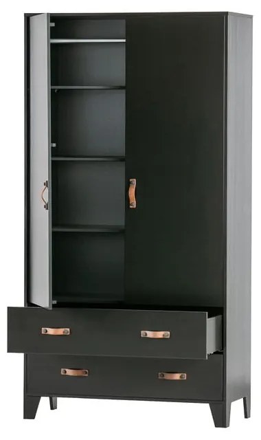 Șifonier din lemn de pin WOOOD Dian, negru