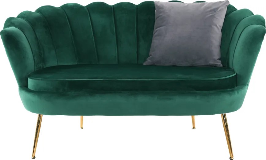 Bancă în stil Art-deco, catifea Velvet smarald/crom auriu, NOBLIN