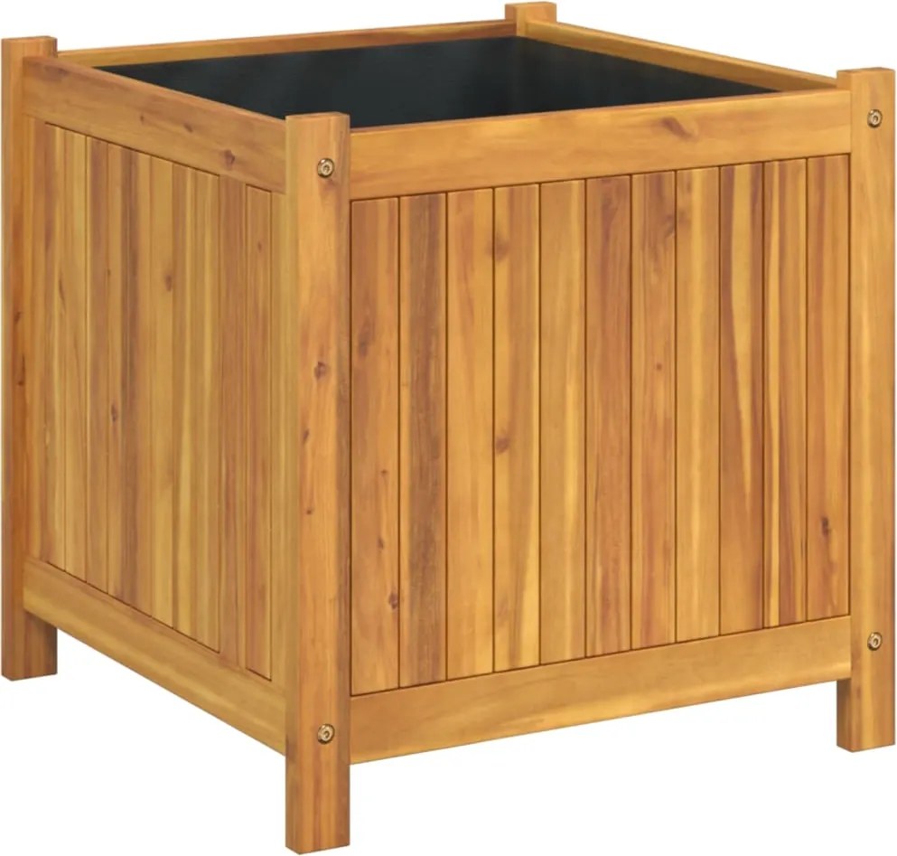 vidaXL Jardinieră de grădină cu căptușeală, 50x50x50 cm, lemn acacia