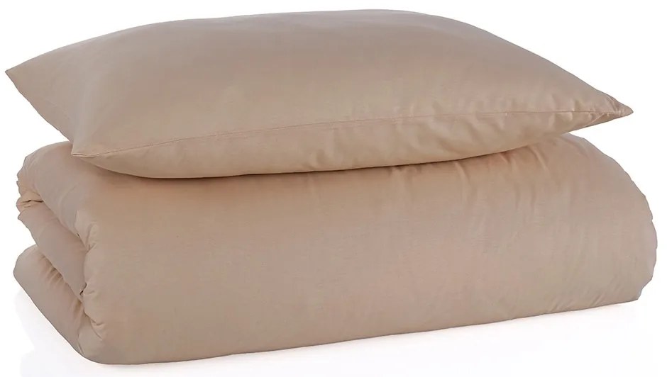 Lenjerie de pat din bumbac Color maro deschis, 140x 200 cm, 70 x 90 cm
