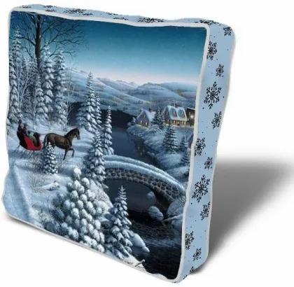 Perna de sezut decorativa Winter Landscape Multicolor, L43xl43 cm