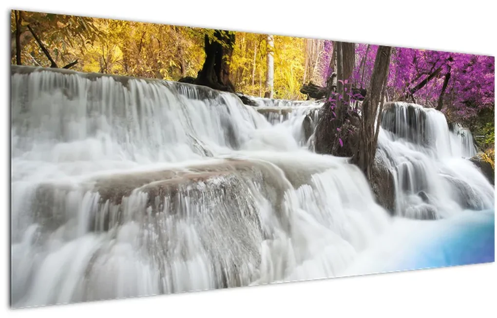 Tablou cu Erawan cascadă în pădure (120x50 cm), în 40 de alte dimensiuni noi