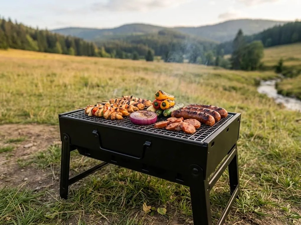 Gratar portabil pe carbune EASY TRAVEL 35x29 cm