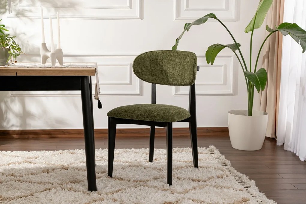 Set de scaune de sufragerie Lionte Green andBlack, 2 bucăți