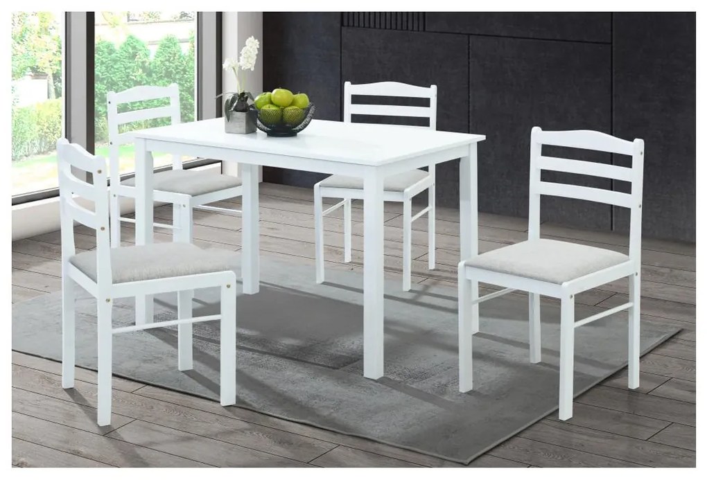 Set mobilier sufragerie Sesiones (alb + bej gri) (pentru 4 persoane). 1116505