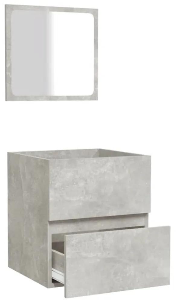 Dulap de baie cu oglinda, gri beton, lemn prelucrat Gri beton, 1