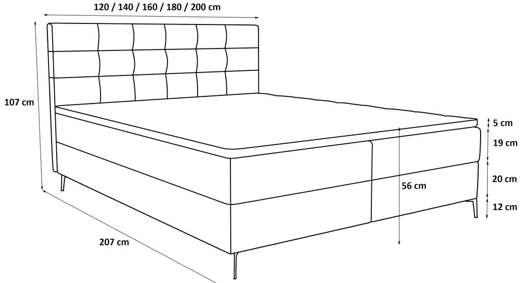 Pat de o persoană 120 cm Infernus Bonell (Negru) (cu somieră, cu sp. depozitare). 1082291