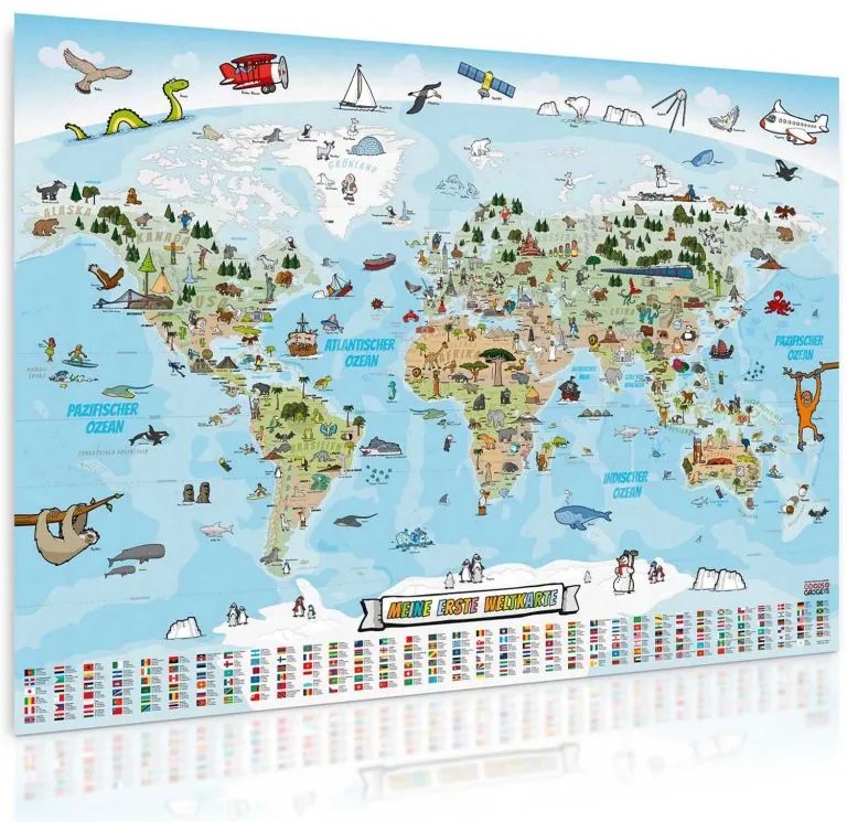 Harta educațională pentru copii 140 x 100cm - franceză