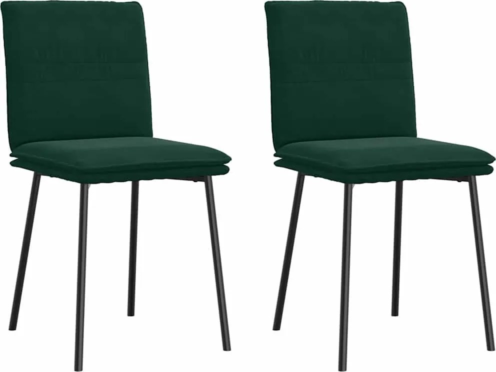 vidaXL Scaune de sufragerie, 2 buc., verde închis, catifea