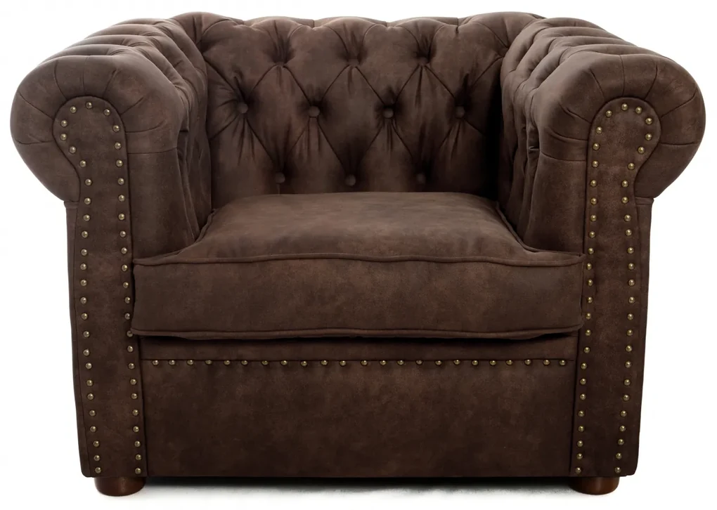 Fotoliu Chesterfield, maro, 94x70x86 cm