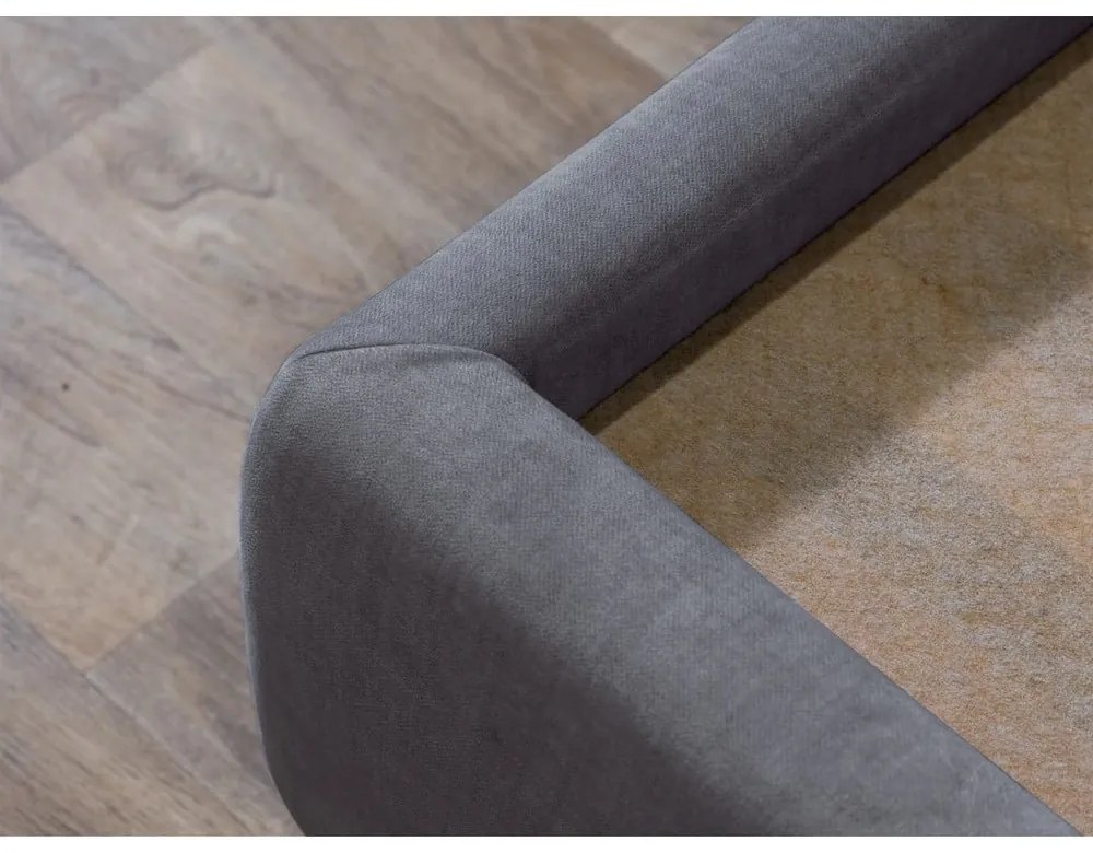 Pat matrimonial gri închis tapițat cu spațiu de depozitare și somieră 180x200 cm Jade – Bobochic Paris