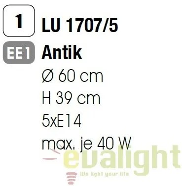 Candelabru design rustic cu 5 brate Ludo LU 1707/5 Antik OR