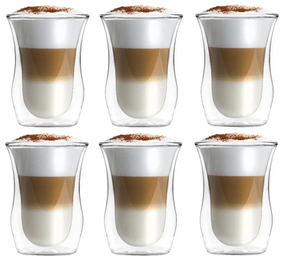 Căni 6 buc. cu perete dublu din sticlă 250 ml – Vialli Design