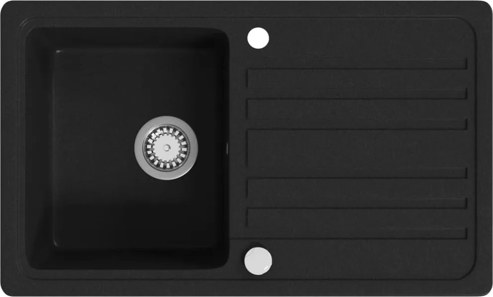 vidaXL Chiuvetă bucătărie granit, bazin unic cu scurgere reversibilă, negru