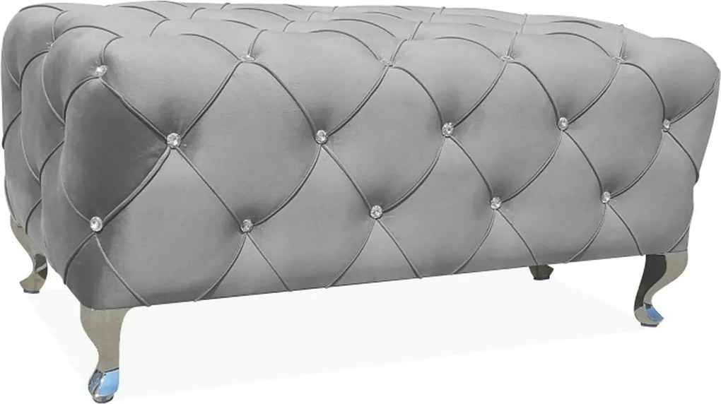 Taburet HESTIA, stofa catifelata gri - Bluvel 14, 100x50x46 cm
