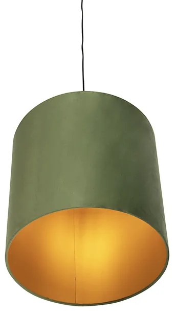 Lampă suspendată cu abajur din catifea verde cu auriu - Combi