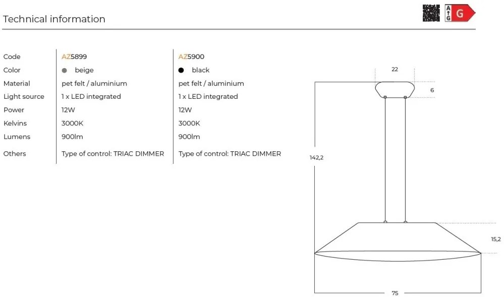 Lustra LED suspendata design modern FELMAN beige