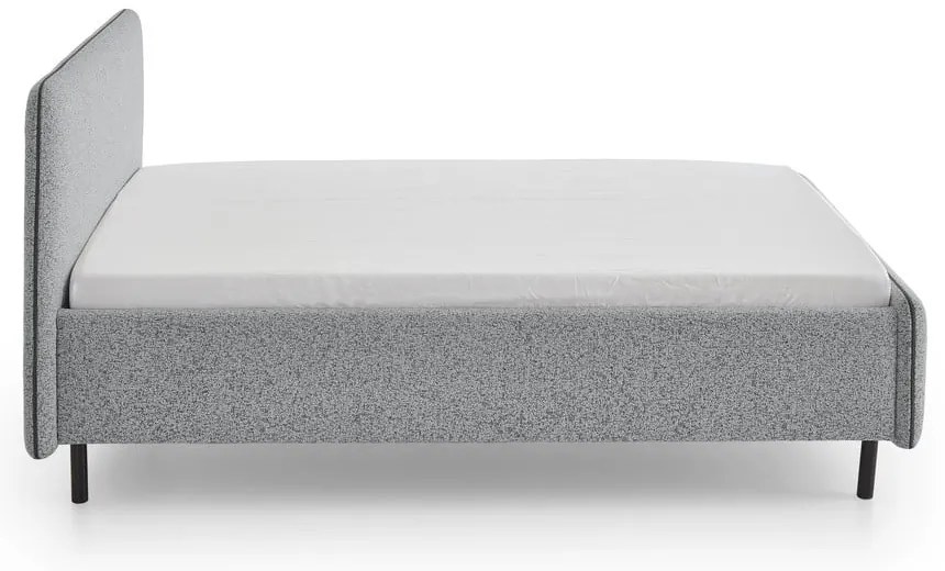 Pat matrimonial gri deschis tapițat cu spațiu de depozitare cu somieră 160x200 cm Primo – Meise Möbel