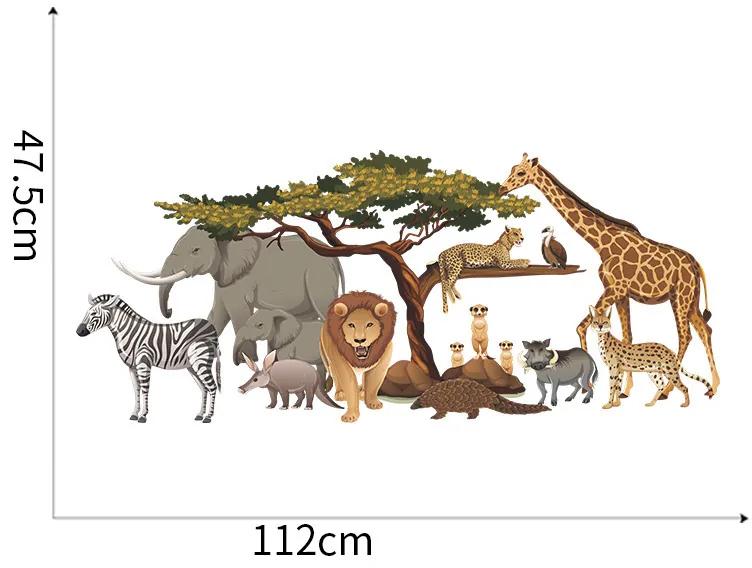 Autocolant de perete "Animale africane" 112x47cm