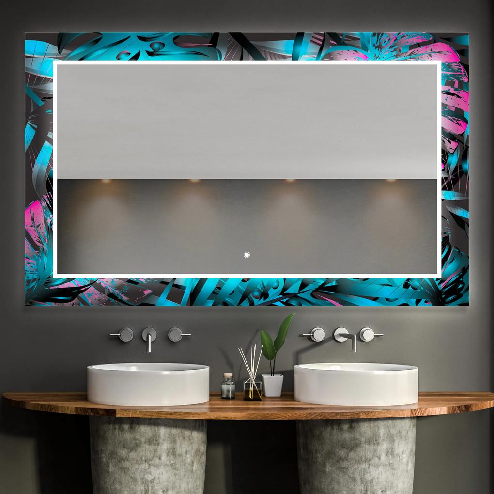 Oglindă decorativă cu iluminare de fundal pentru baie - Fluo Tropic