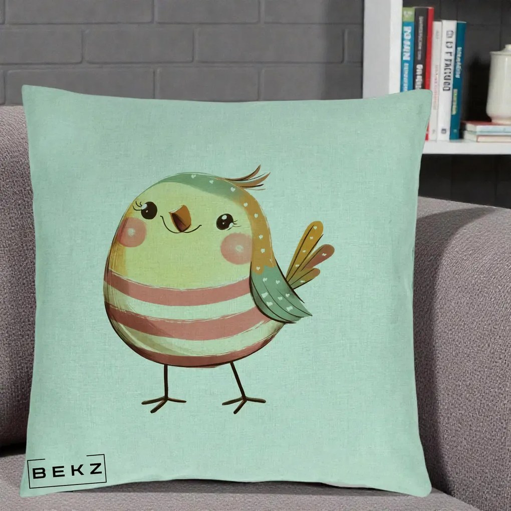 Perna Decorativa Pui Kawaii Pastel Dungat, 40x40 cm, Verde Menta, Husa Detasabila, Perna Inclusa, BEKZ®