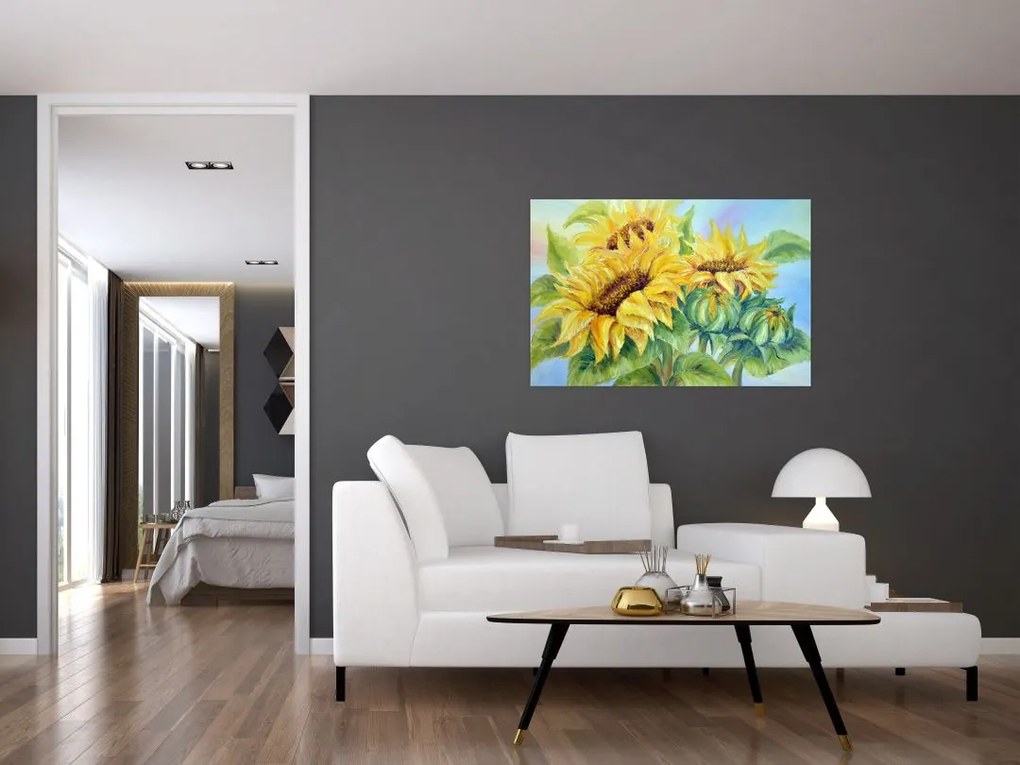 Tablou - Floarea soarelui înflorită (90x60 cm)