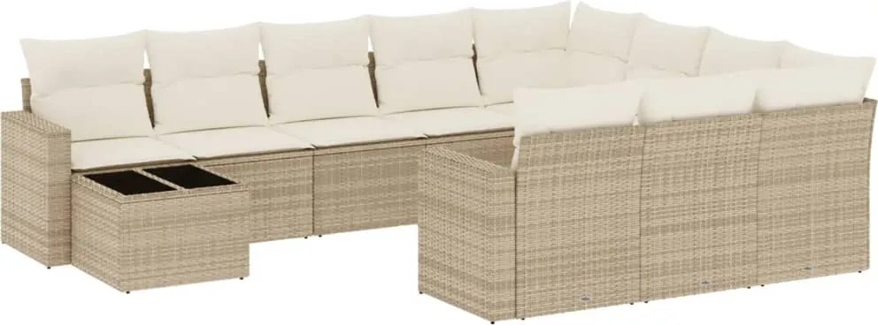 vidaXL Set canapele de grădină cu perne, 11 piese, bej, poliratan