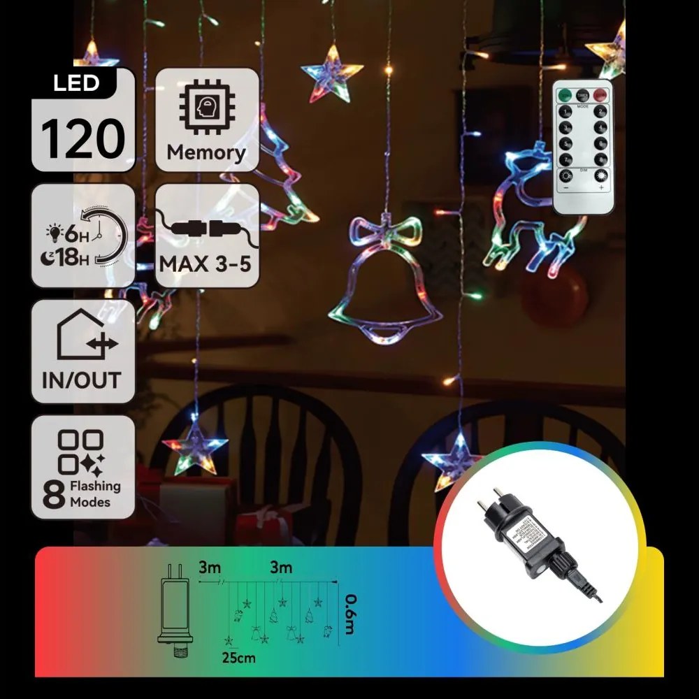 Aigostar - LED RGBY Ghirlandă de Crăciun pentru exterior 120xLED/6W/230V/8 funcții 3x0,6m IP44 + telecomandă