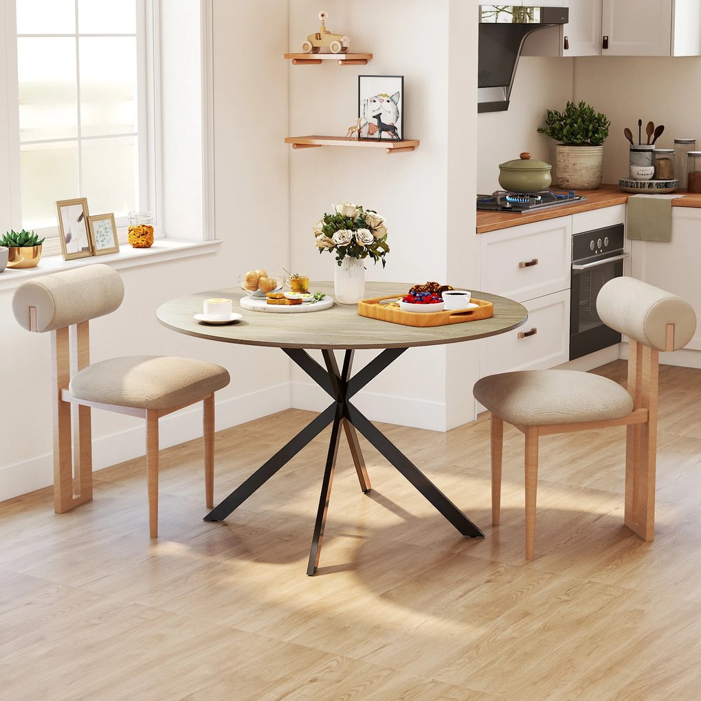HOMCOM Masă de Dining Rotundă pentru 4 Persoane cu Structură de Oțel Ø120x75 cm Maro Închis | Aosom Romania