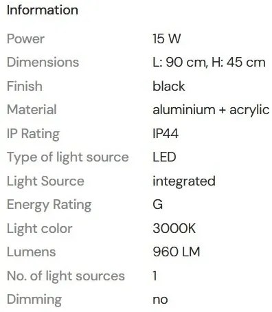 Aplica LED baie iluminat ambiental IP44 Arne 90cm