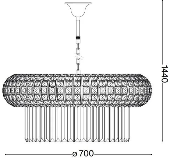 Lustră de cristal pe lanț Ideal Lux NABUCCO 16xE14/40W/230V d. 70 cm auriu