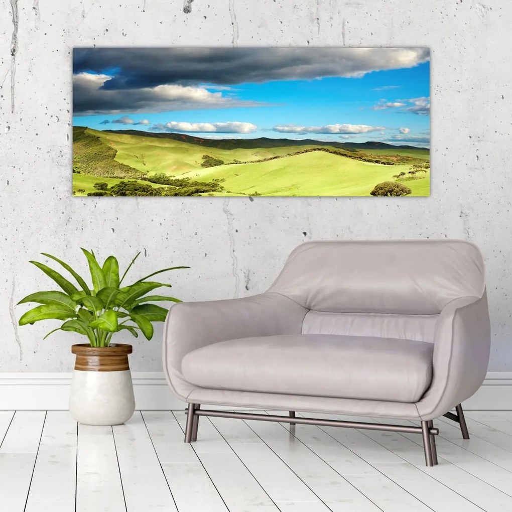 Tablou - Peisaj verde cu dealuri (120x50 cm)