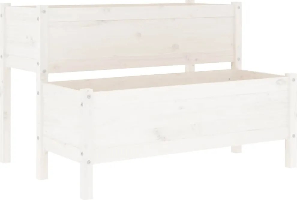 vidaXL Jardinieră, alb, 110x84x75 cm, lemn masiv de pin