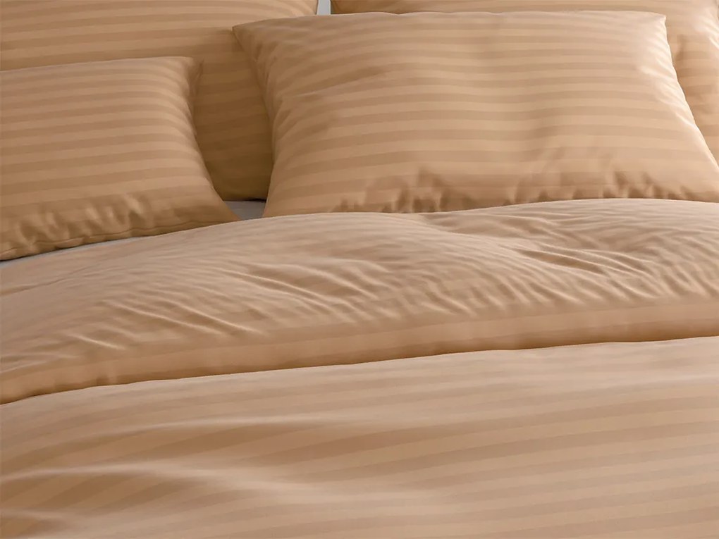 Lenjerie de pat din microfibra JASMINE maro - dunga 2 cm, buzunar hotelier Dimensiune lenjerie de pat: 70 x 90 cm | 140 x 200 cm