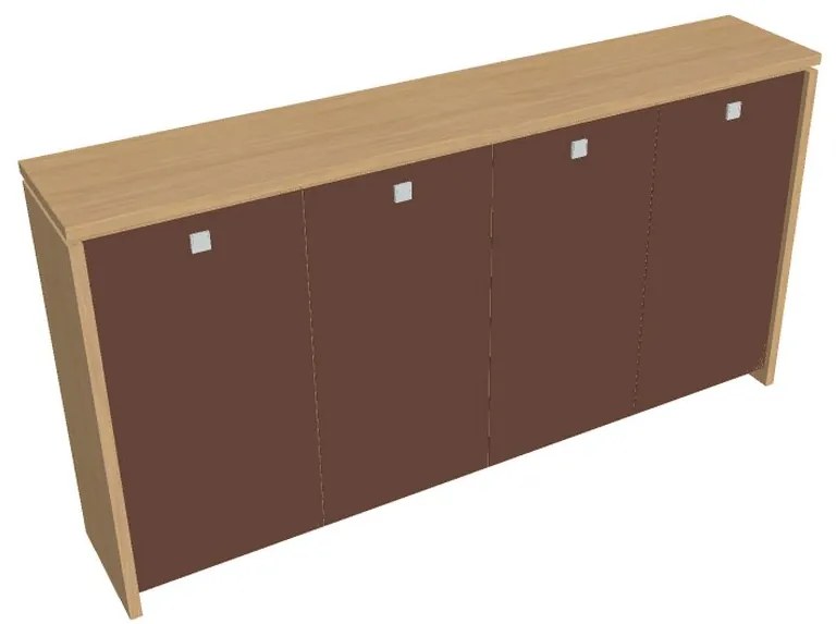 Dulap mediu pentru haine Verno 248 x 46 x 130 cm, uși de sticlă, stejar deschis / maro