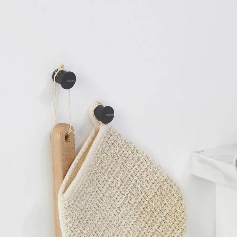 Set 2 agatatoare prosoape Brabantia MindSet 1005680, Acoperit cu minerale, Kit de montare inclus, Pana la 2 kg, Gri inchis