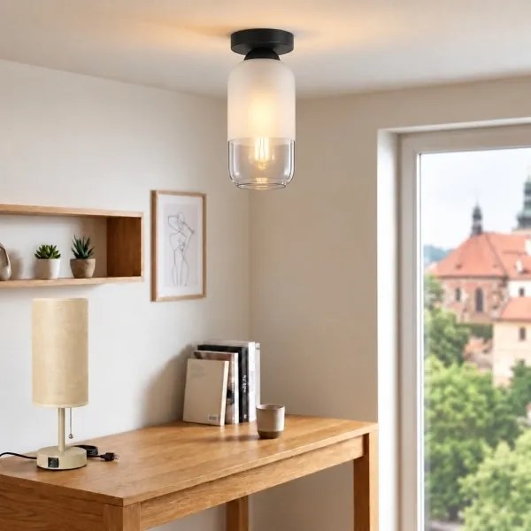 BRILAGI - Plafonieră LED RETRO GLASS 1xE27/60W/230V Ø 14 cm negru/alb