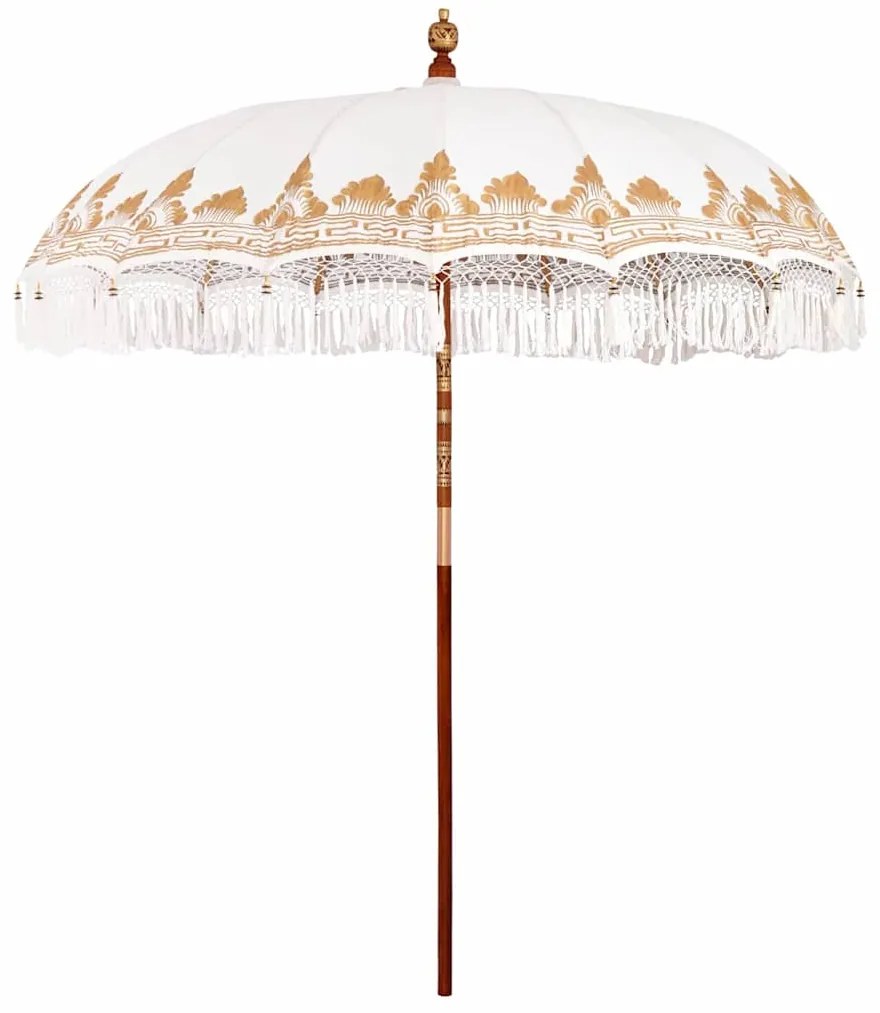 vidaXL Umbrelă de soare Manual Crem x 250 cm Bumbac și lemn masiv