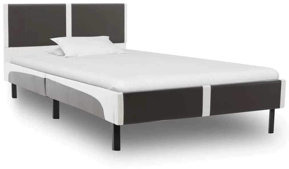 280292 vidaXL Cadru de pat, gri și alb, 90 x 200 cm, piele artificială