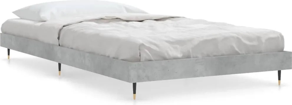 vidaXL Cadru de pat, gri beton, 90x190 cm, lemn prelucrat