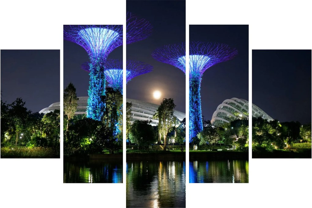 Tablou cu lună plină în grădinile din Singapur (150x105 cm)