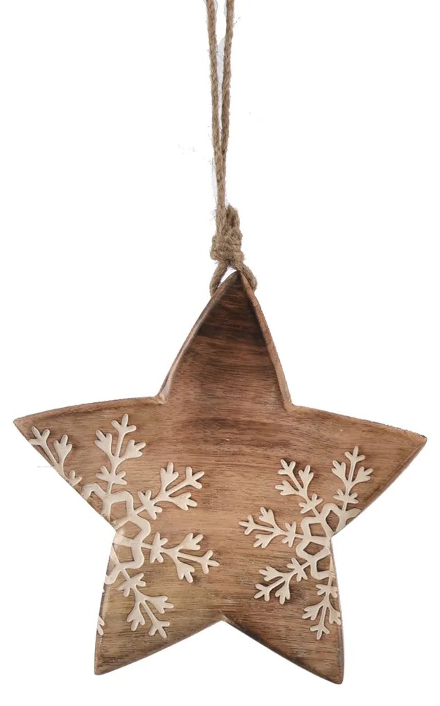 Decorațiune din lemn de mango 4Home Snowflake Star, 20 cm